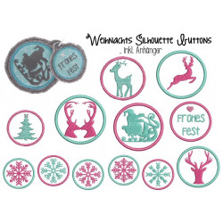 Stickserie - Weihnachts Silhouette Buttons mit Anhänger